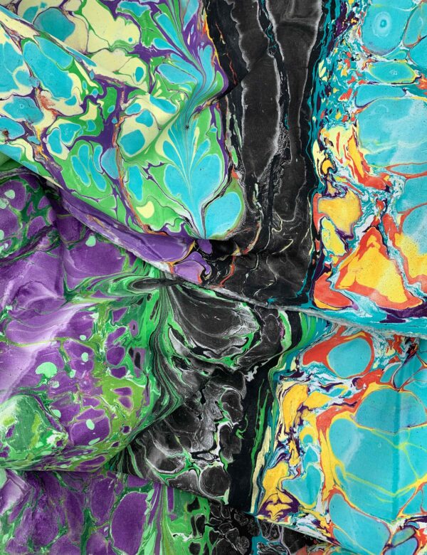 Water Marbled Fabric - The Path