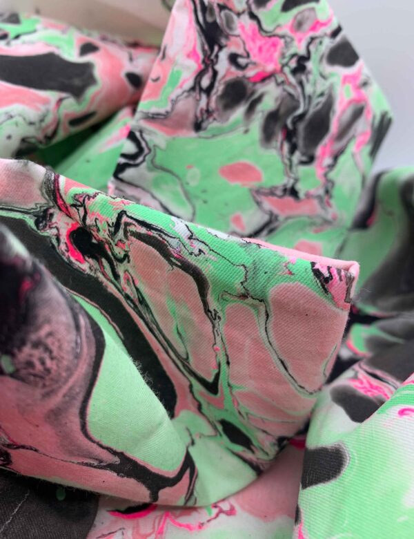 Water Marbled Fabric - Strawberry Mint
