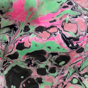 Water Marbled Fabric - Strawberry Mint