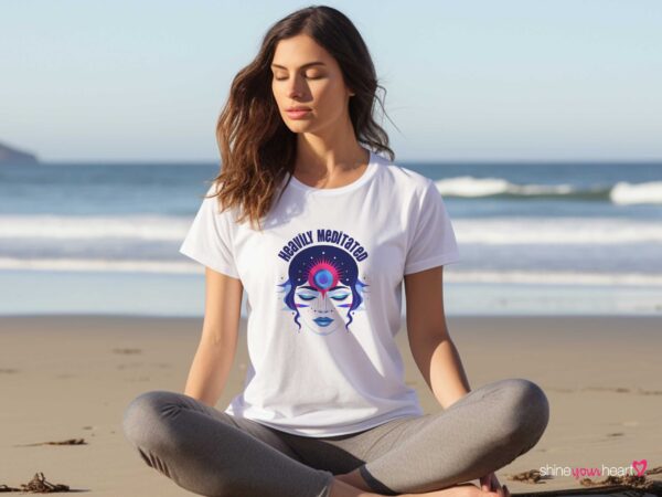 Heavily Meditated T-Shirt, Yoga Tee, Yoga T-shirt, Spiritual T-Shirt, Positive Tee, High Vibration Tee, Conscious Tee, Yoga Gift