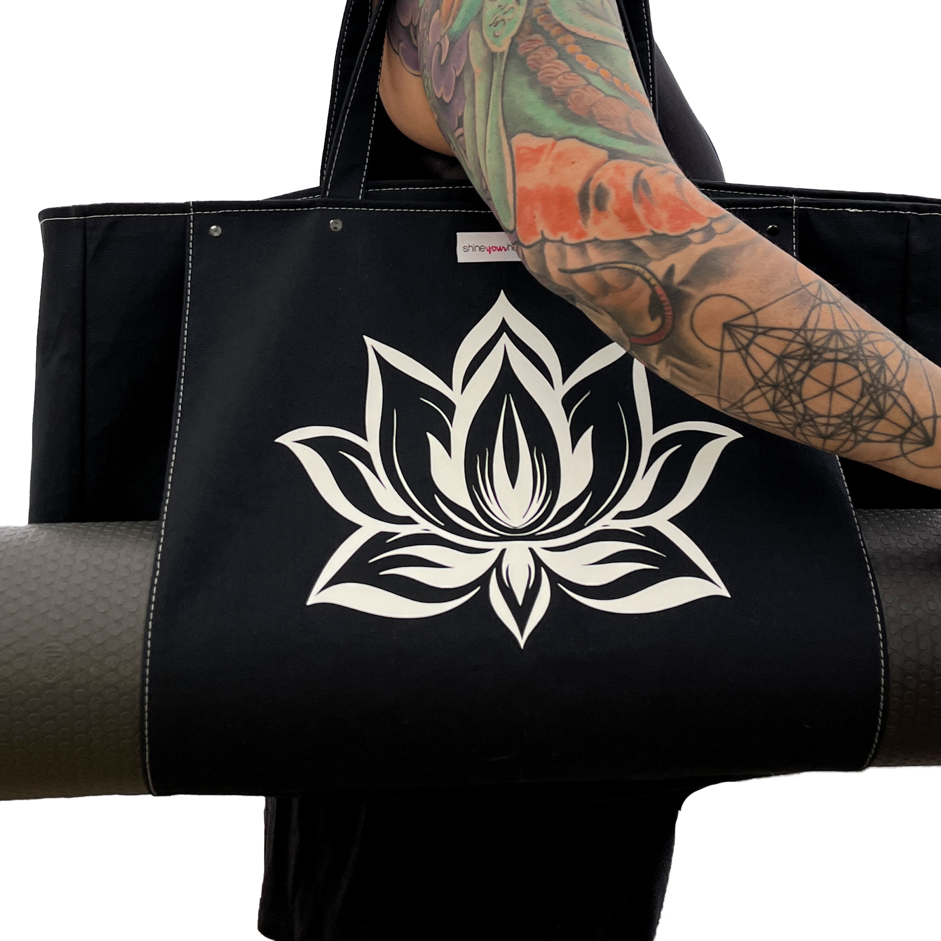 Yoga Tote Grande - Lotus, Yoga Bag, Yoga Mat Bag, Yoga Shoulder Bag, Yoga Beach Bag, Yoga Tote Bag, Pilates Bag, Yoga Mat Pocket, Large Tote