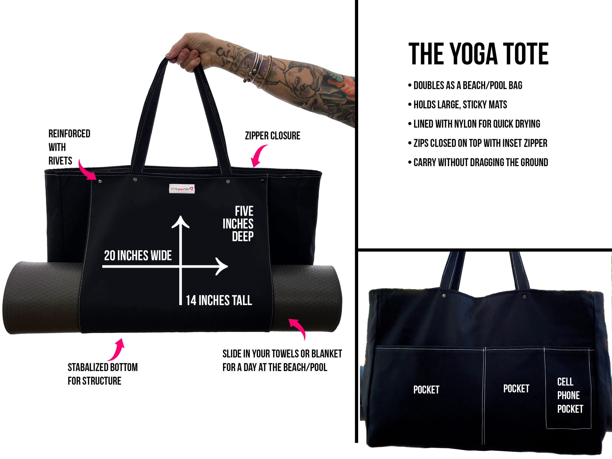 Yoga Tote Meadow Fire - Yoga Bag, Designer Fabric, Yoga Mat Bag, Yoga Shoulder Bag, Beach Bag, Yoga Tote Bag, Pilates Bag, Yoga Zip Bag