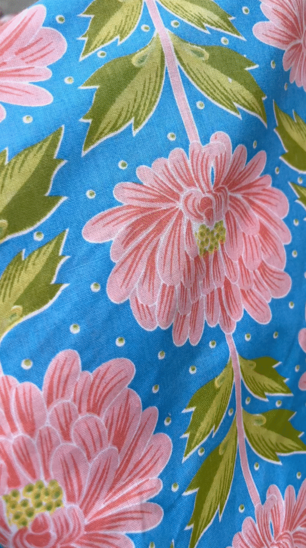 Blue with Peach Flowers Cotton Fabric – 60” Wide - Sold By The Yard - Image 5