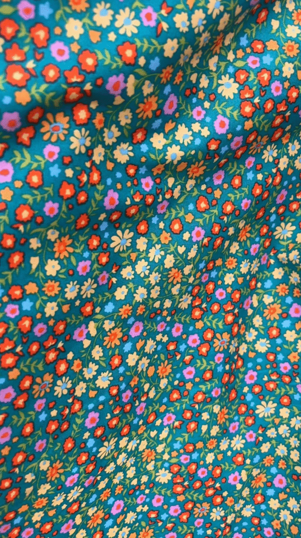 Green with Dainty Flowers Cotton Fabric – 60” Wide - Sold By The Yard - Image 2