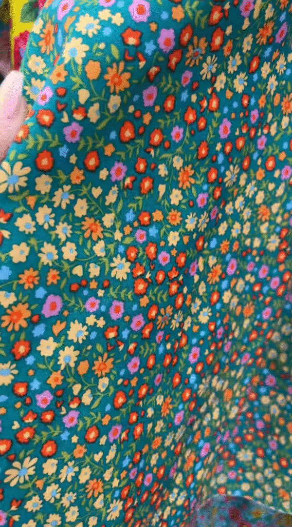 Green with Dainty Flowers Cotton Fabric – 60” Wide - Sold By The Yard - Image 5