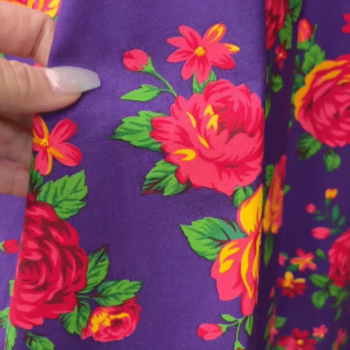 Purple & Hot Pink Flowers Cotton Fabric