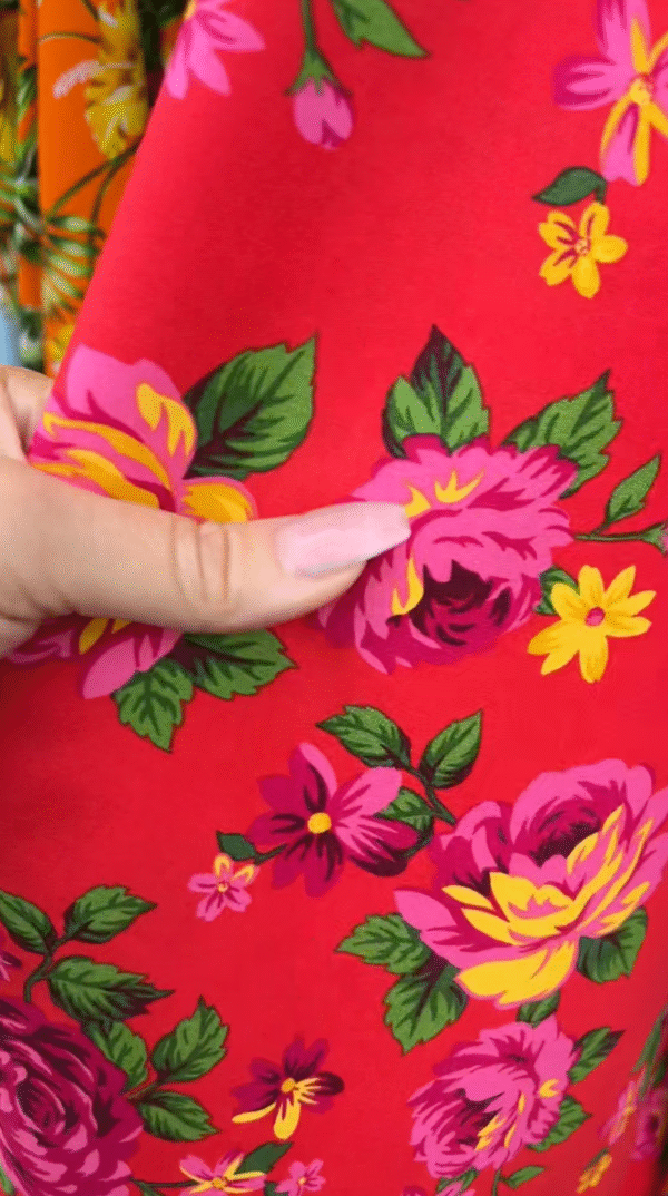 Red & Pink Flowers Cotton Fabric