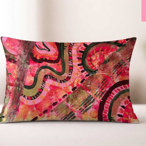 Hand-Painted Textile Lumbar Pillow - Candyland