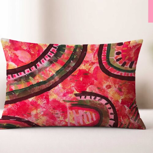 Hand-Painted Textile Lumbar Pillow - Candyland