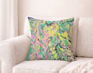 Color Riot I – No. 01 – Water Marbled Art Pillow – 22 × 22