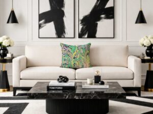 Color Riot I – No. 02 – Water Marbled Art Pillow – 22 × 22