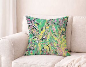 Color Riot I – No. 02 – Water Marbled Art Pillow – 22 × 22