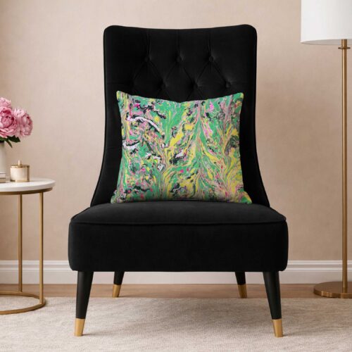 Color Riot I – No. 02 – Water Marbled Art Pillow – 22 × 22
