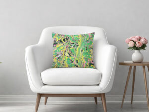 Color Riot I – No. 03 – Water Marbled Art Pillow – 18 × 18