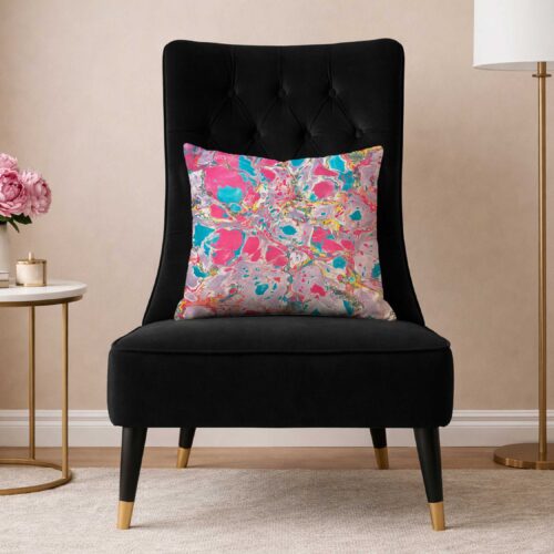 Color Riot II – No. 01 – Water Marbled Art Pillow – 22 × 22