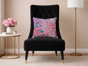 hand marbled pillow purple and orange color riot surface