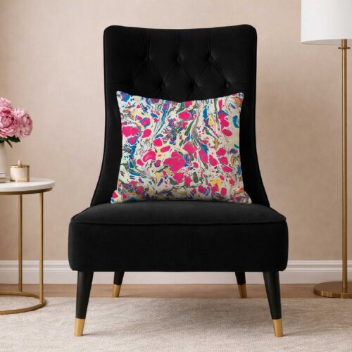 Color Riot III – No. 03 – Water Marbled Art Pillow – 22 × 22