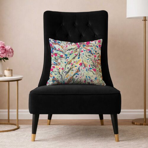 hand marbled textile pillow original surface color riot