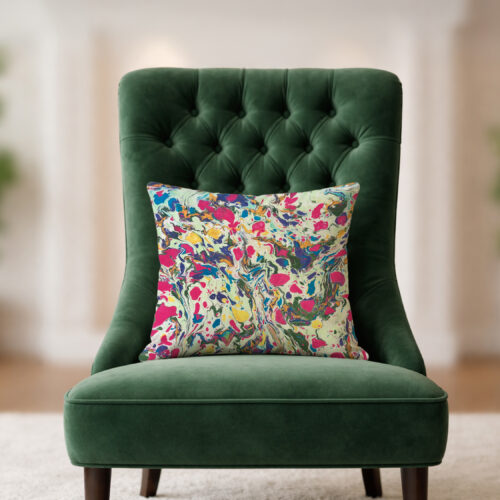 hand marbled textile pillow original surface color riot