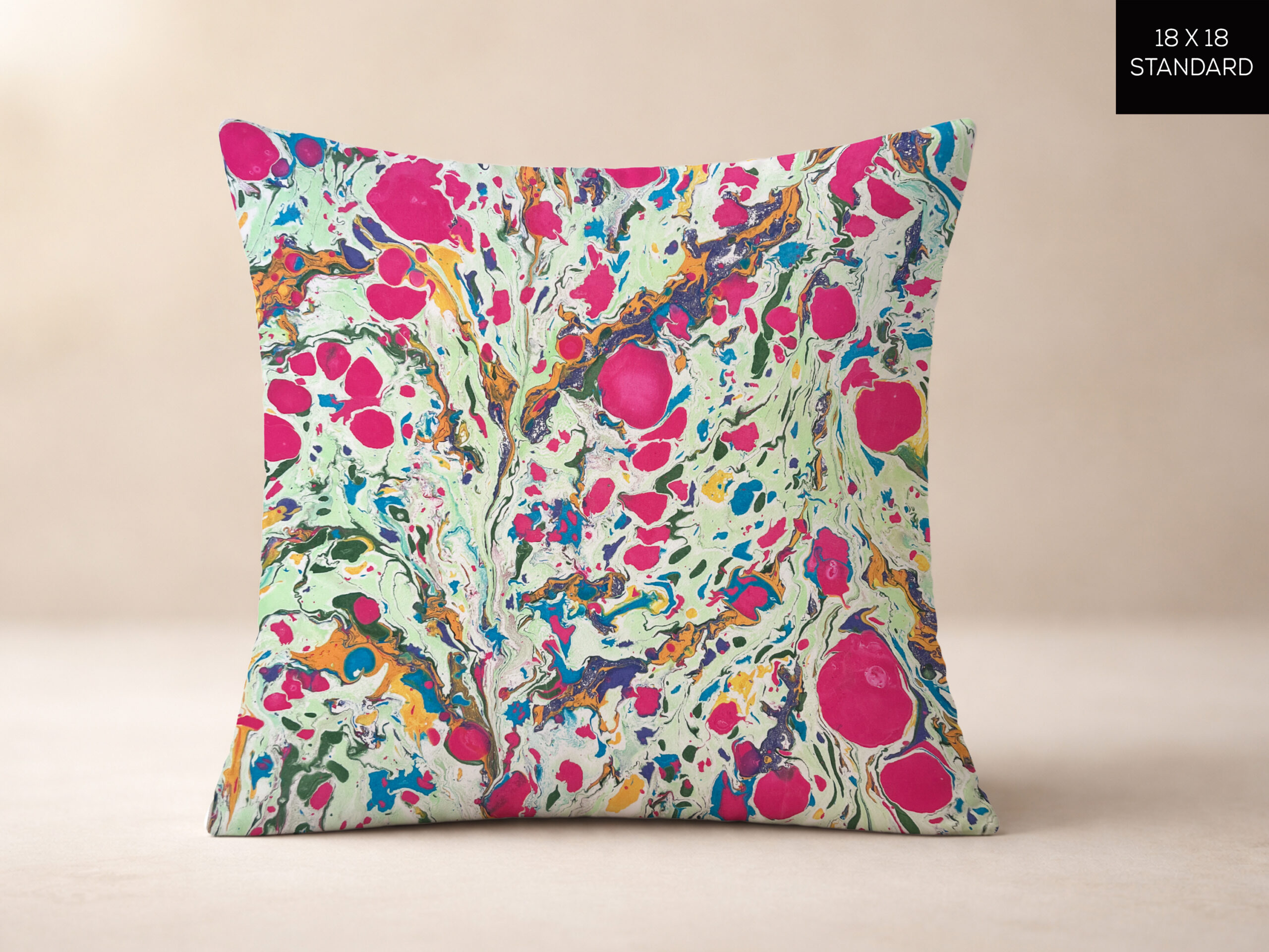hand marbled textile pillow original surface color riot