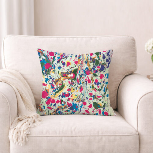 color riot hand marbled pillow textile surface design