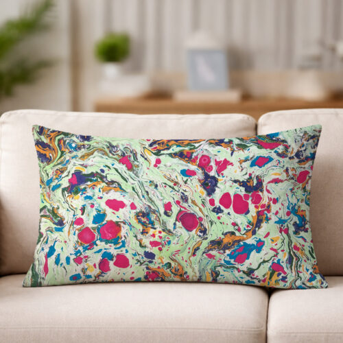 Color Riot III – No. 07 Water Marbled Art Pillow – Lumbar