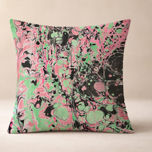 Color Riot IV– No. 02 – Water Marbled Art Pillow – 18 x 18