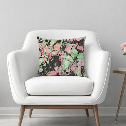 Color Riot IV– No. 03 – Water Marbled Art Pillow – 18 x 18