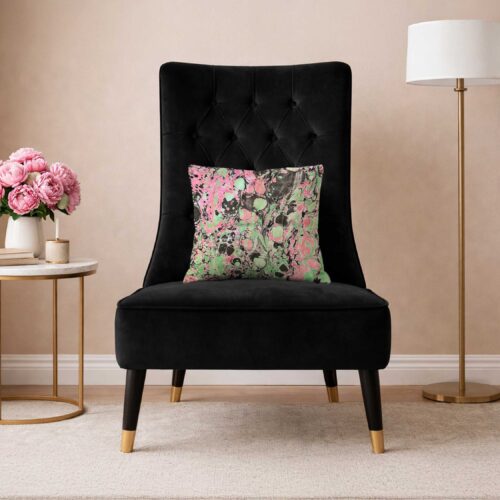 Color Riot IV– No. 04 – Water Marbled Art Pillow – 18 x 18